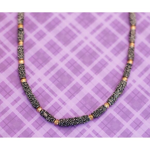 Vintage Beautiful Galaxy Links Two Tone Necklace 17 inch - V10 - Picture 1 of 3